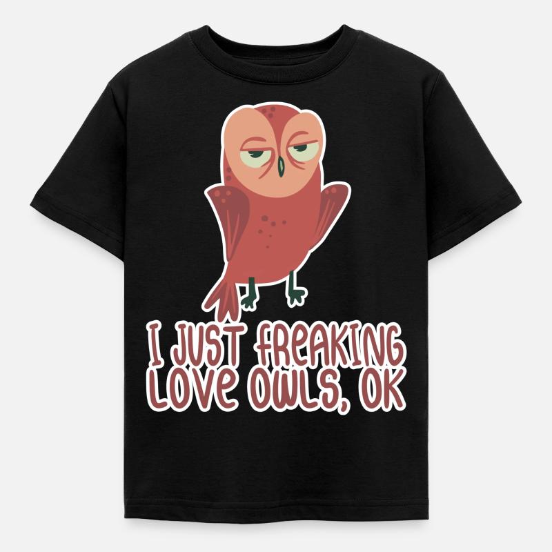 Eule - Ich liebe Eulen - Kinder T-Shirt - Schwarz