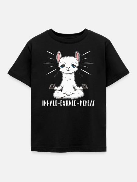 Einatmen - Ausatmen - Wiederholen - Kinder T-Shirt - Schwarz