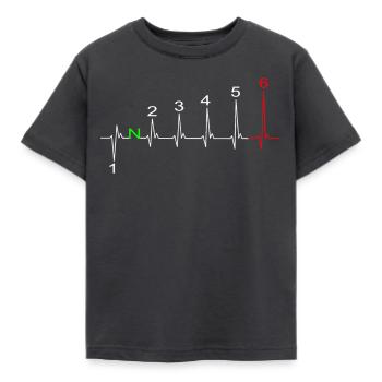 Heartbeat EKG line motorcycle gear shift 6 gear - Kids' T-Shirt - dark grey - Front - AI Model Kid Female (0cm)