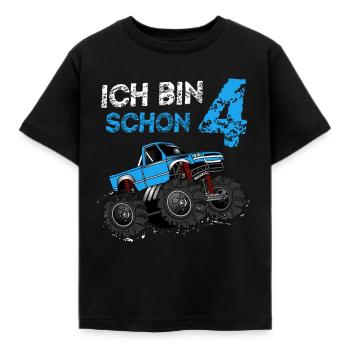 Kinder 4. Geburtstag Geschenk Monster Truck 4 Jahr - Kinder T-Shirt - Schwarz - Vorne - AI Model Kid Female (0cm)