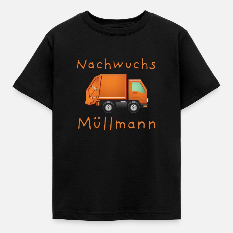 Müllabfuhr Kinder Müllauto Müllwagen - Kinder T-Shirt - Schwarz