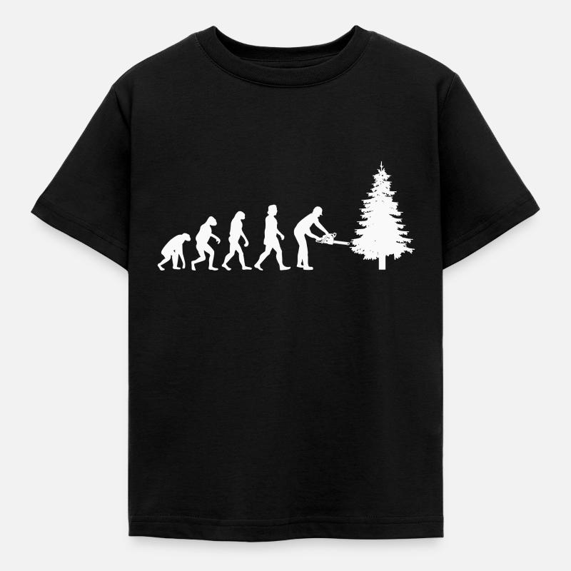 Baumfäller Motorsäge Kettensäge Evolution - Kinder T-Shirt - Schwarz
