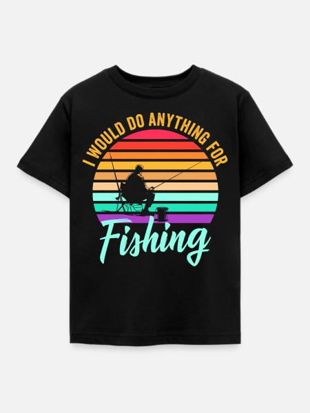 Fischen Fisch Petri Heil - Kinder T-Shirt - Schwarz
