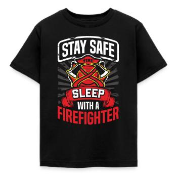 Firefighter - Kinder T-Shirt - Schwarz - Vorne - AI Model Kid Female (0cm)