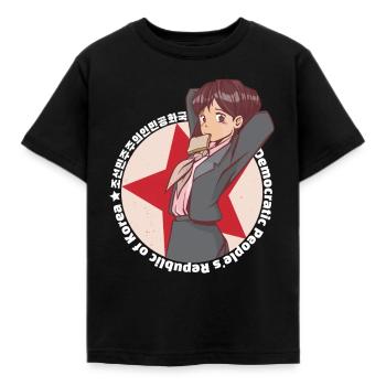 Nordkorea Kim Yo Jong Anime Waifu - Kinder T-Shirt - Schwarz - Vorne - AI Model Kid Female (0cm)