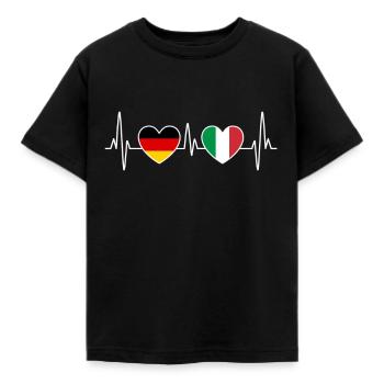 Italien und Deutschland Herzschlag EKG Reise - Kinder T-Shirt - Schwarz - Vorne - AI Model Kid Female (0cm)