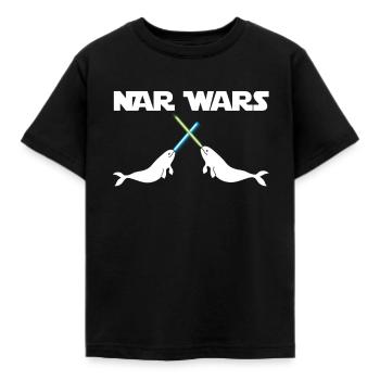 Nar Wars Narwhal Star Parodie Tiere Geschenk - Kinder T-Shirt - Schwarz - Vorne - AI Model Kid Female (0cm)