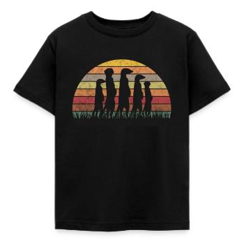 Niedliches Erdmännchen Meerkat Retro Vintage Gesch - Kinder T-Shirt - Schwarz - Vorne - AI Model Kid Female (0cm)