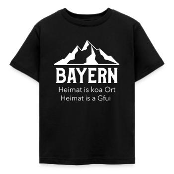 Bayern. Heimat is a Gfui. Bayrisch Berge - Kinder T-Shirt - Schwarz - Vorne - AI Model Kid Female (0cm)