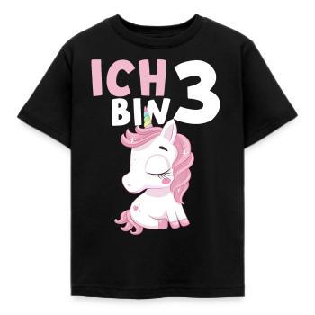 3. Geburtstag Mädchen Einhorn Ich Bin 3 Jahre - Kinder T-Shirt - Schwarz - Vorne - AI Model Kid Female (0cm)