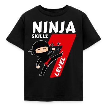 7 Jahre 7. Geburtstag Junge Ninja Samurai Geschenk - Kinder T-Shirt - Schwarz - Vorne - AI Model Kid Female (0cm)