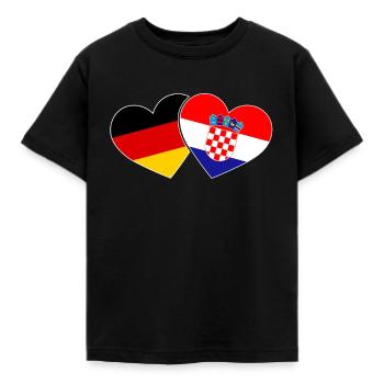 Kroatien Deutschland Herz Flagge Urlaub Reise - Kinder T-Shirt - Schwarz - Vorne - AI Model Kid Female (0cm)