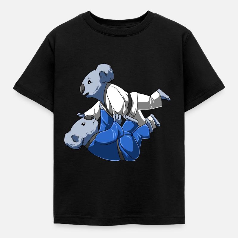 Koala beim BJJ rollen - Kinder T-Shirt - Schwarz