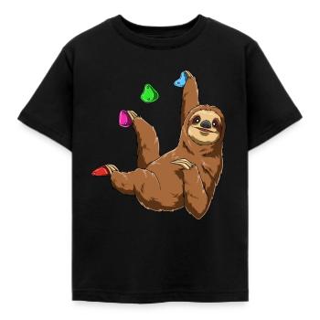 Lustiges Boulder Faultier - Chilled Sloth - Kinder T-Shirt - Schwarz - Vorne - AI Model Kid Female (0cm)