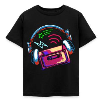 Neon cassette uit de jaren 90 - Kinderen T-shirt - zwart - Voor - AI Model Kid Female (0cm)