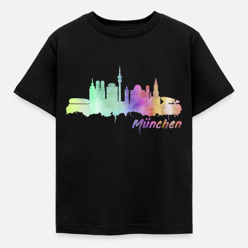 München Skyline - Kinder T-Shirt - Schwarz