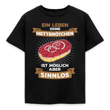 Mett Mettbrötchen Hackfleisch - Kinder T-Shirt - Schwarz - Vorne - AI Model Kid Female (0cm)