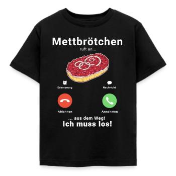 Mett Mettbrötchen Hackfleisch Hackepeter Brötchen - Kinder T-Shirt - Schwarz - Vorne - AI Model Kid Female (0cm)