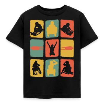 Luge rétro vintage luge - T-shirt Enfant - noir - Devant - AI Model Kid Female (0cm)