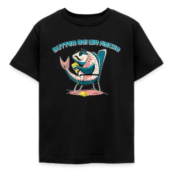 Norddeutsch - Butter bei die Fische - Kinder T-Shirt - Schwarz - Vorne - AI Model Kid Female (0cm)
