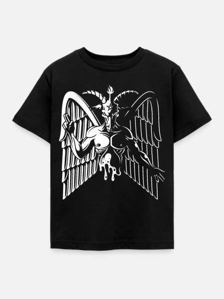 Baphomet - Ziegen mit Engelsflügeln - Kinder T-Shirt - Schwarz