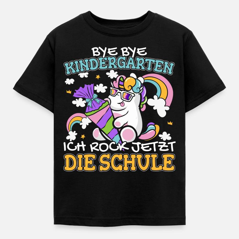 Bye Bye Kindergarten Einschulung Schulanfang - Kinder T-Shirt - Schwarz