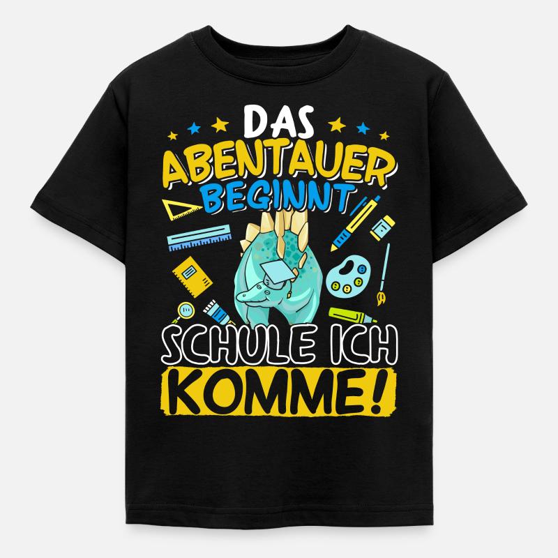 Dino Einschulung Jungen Schulkind Erstklässler - Kinder T-Shirt - Schwarz