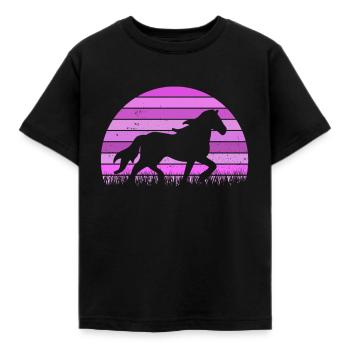 Icelandic horse tölt horse riding retro gift - Kids' T-Shirt - black - Front - AI Model Kid Female (0cm)