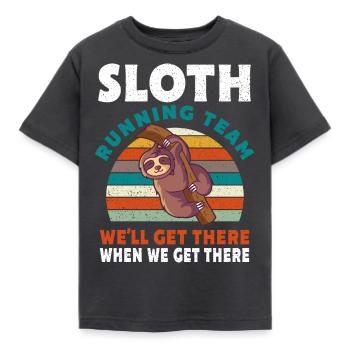 Sloth running team gift - Kids' T-Shirt - dark grey - Front - AI Model Kid Female (0cm)