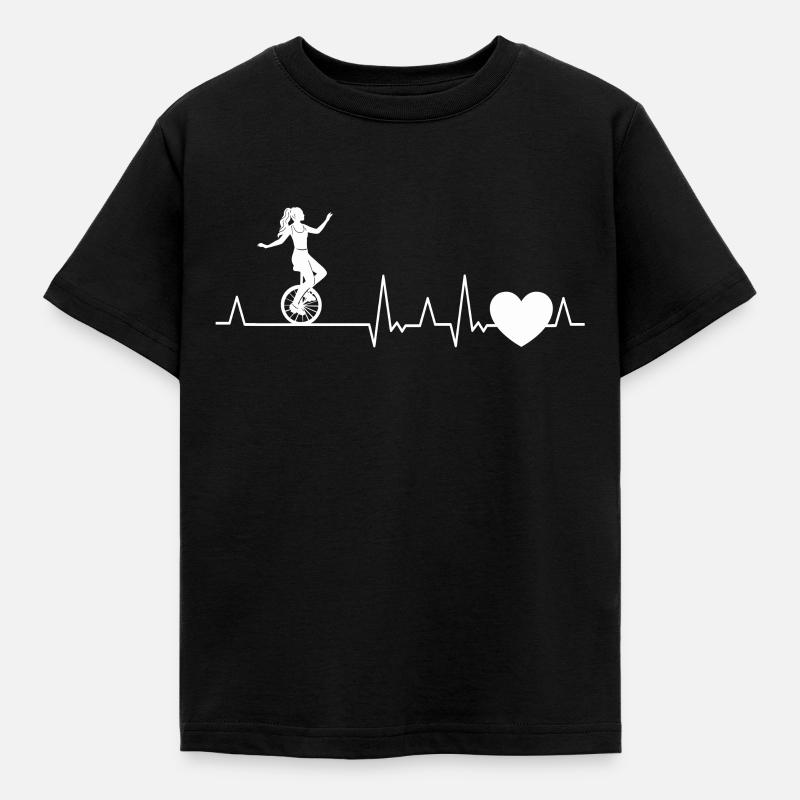Einrad Einradfahrer Unicycle Herzschlag - Kinder T-Shirt - Schwarz