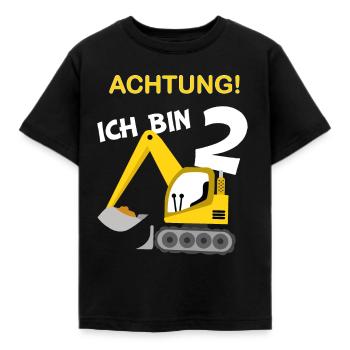 Kinder 2 Geburtstag Bagger 2 Jahre Jungs Geschenk - Kinder T-Shirt - Schwarz - Vorne - AI Model Kid Female (0cm)