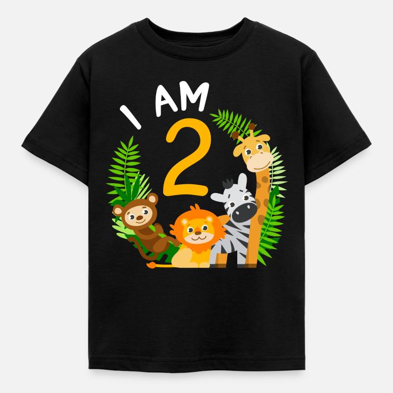 2ème anniversaire chemise anniversaire jungle second - T-shirt Enfant - noir