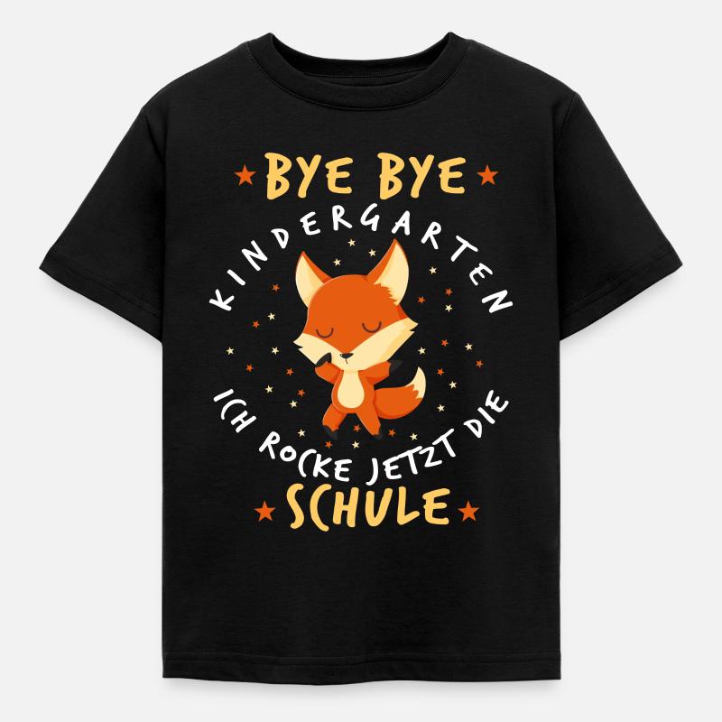 Bye Bye Kindergarten Einschulung Fuchs Geschenk - Kinder T-Shirt - Schwarz