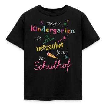 Tschüss Kindergarten Schulhof Zaubern Magie - Kinder T-Shirt - Schwarz - Vorne - AI Model Kid Female (0cm)