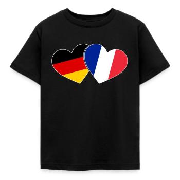 Frankreich und Deutschland Herz Paris Urlaub Reise - Kinder T-Shirt - Schwarz - Vorne - AI Model Kid Female (0cm)