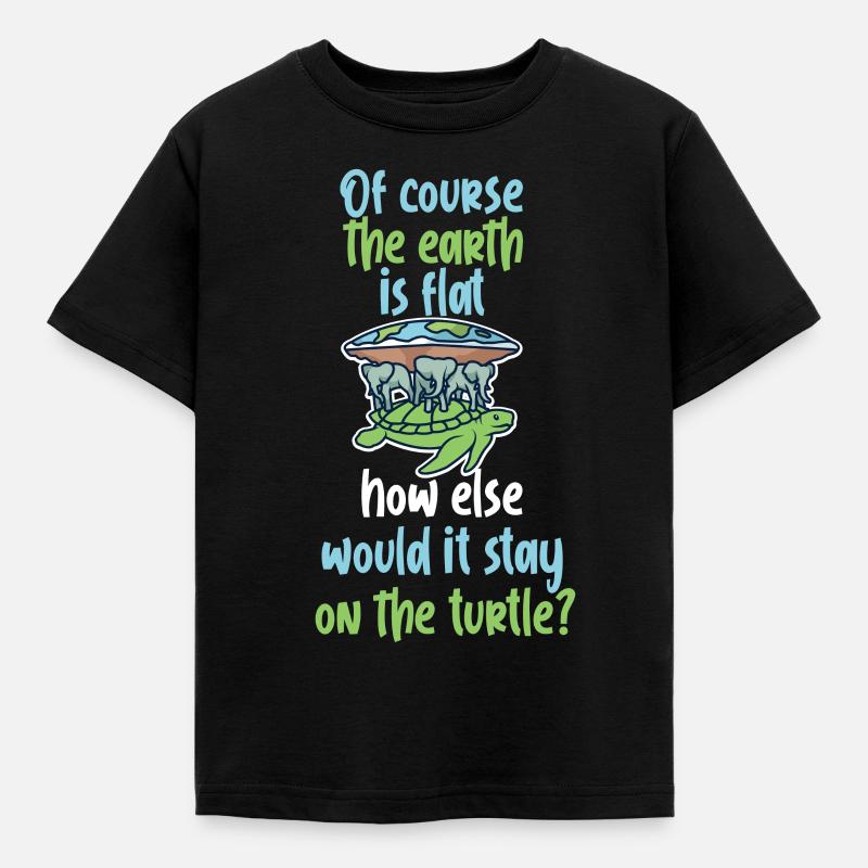 Flat earth turtle - Kids' T-Shirt - black