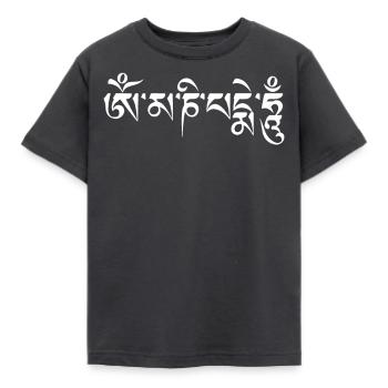 om mani padme hum Namaste - Kinder T-Shirt - Dunkelgrau - Vorne - AI Model Kid Female (0cm)