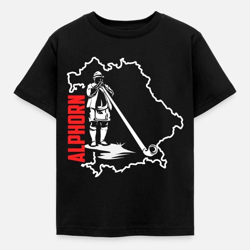 Alphorn - Kinder T-Shirt - Schwarz