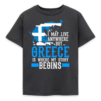 Greece vacation - Kids' T-Shirt - dark grey - Front - AI Model Kid Female (0cm)