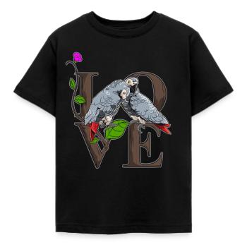 Graupapagei Sittich - Kinder T-Shirt - Schwarz - Vorne - AI Model Kid Female (0cm)