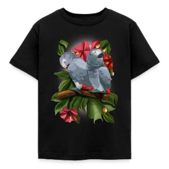 Graupapagei Sittich - Kinder T-Shirt - Schwarz - Vorne - AI Model Kid Female (0cm)