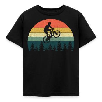 COOL RETRO VINTAGE MTB MOUNTAINBIKE DOWNHILL BMX - T-shirt Enfant - noir - Devant - AI Model Kid Female (0cm)