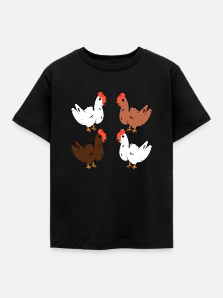 Hühner - Kinder T-Shirt - Schwarz