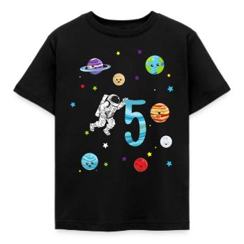 Cadeau du système solaire de l'astronaute 5e anniversaire - T-shirt Enfant - noir - Devant - AI Model Kid Female (0cm)