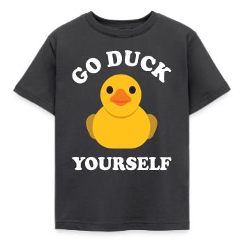 Geh und duck dich. Badeente. Ducky & Duckling - Kinder T-Shirt - Dunkelgrau - Vorne - AI Model Kid Female (0cm)