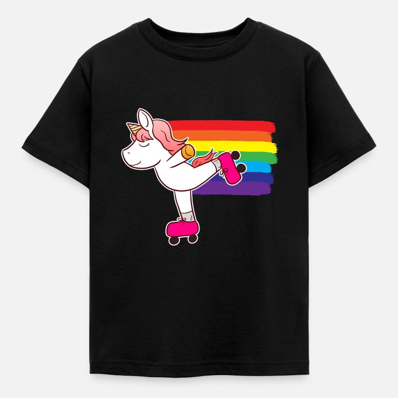 Roller skating unicorn roller skate - Kids' T-Shirt - black