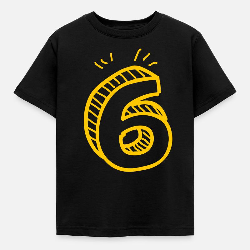 6 Nummer 6 - Kinder T-Shirt - Schwarz