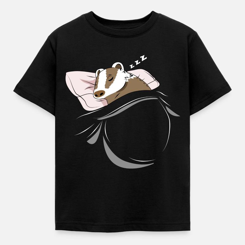 Schlafender und schlumender Dachs - Kinder T-Shirt - Schwarz
