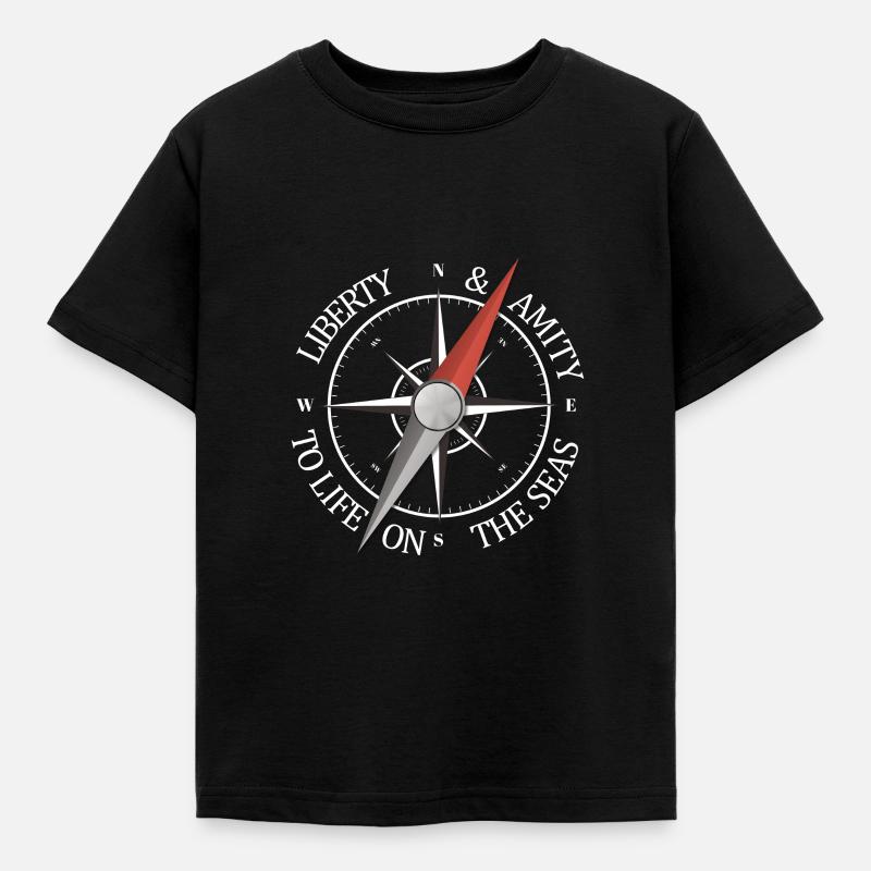 Wind rose compass captain - Kids' T-Shirt - black