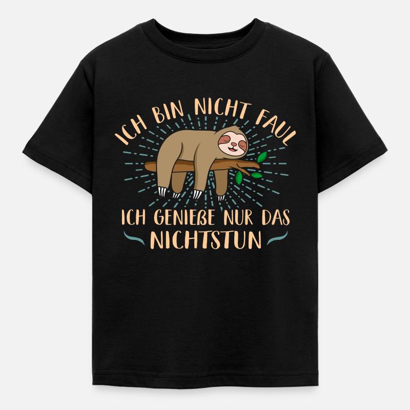 Faultier - Kinder T-Shirt - Schwarz